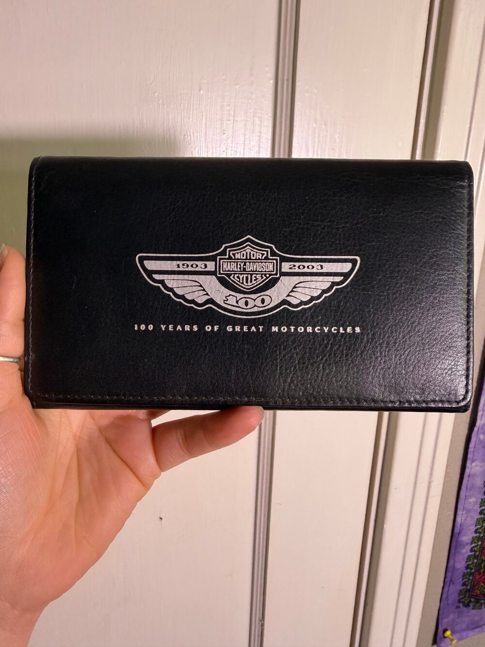 Vintage 2003 Harley Davidson 100th Anniversary Black Bifold Wallet Organizer